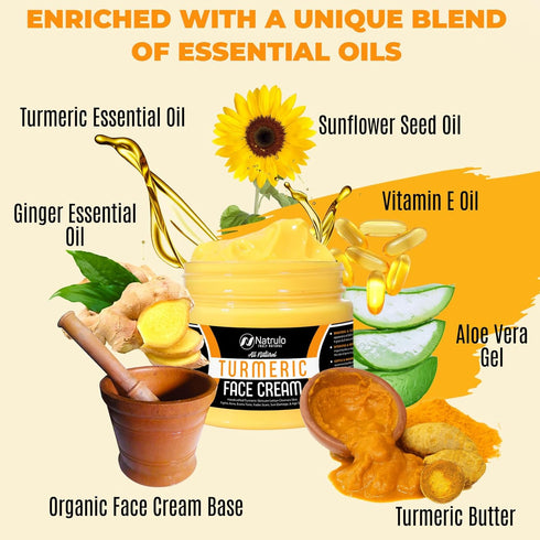 Turmeric Cream for Face & Body - Natural Skin Brightening Lotion, Cleanses Skin, Fights Acne