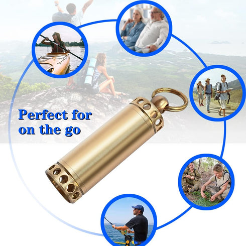 Pill Holder Keychain Container, Portable Mini Brass Waterproof Pill Box for Purse Pocket, Small Pill Case