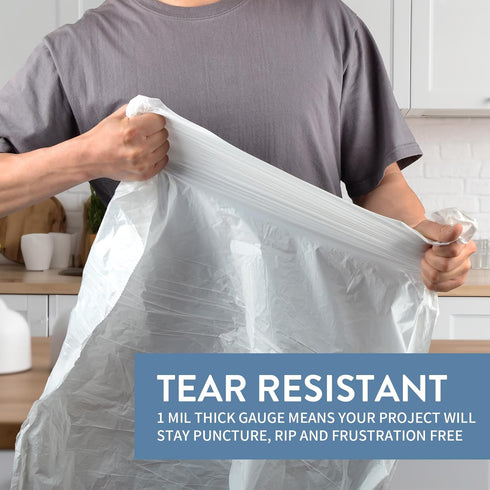 15-18 Gallon Drawstring Trash Bags, 102 Count Ultra Large Trash Can Liners, Heavy Duty Strong White Plastic Bags