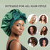 Satin Silk Hair Bonnet for Sleeping, Large Bonnets with Tie Band and Adjustable Straps for Curly Braid Hair Hunter Green