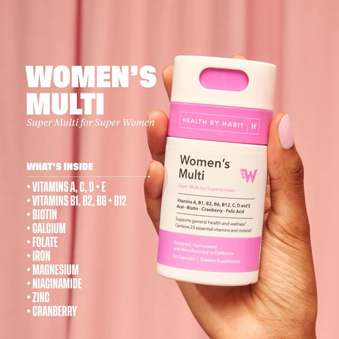 Health by Habit Womens Multi Supplement (60 Capsules) - 23 Essential Vitamins and Minerals, Supports General Health & Wellness, Non-GMO, Sugar Free (1 Pack)