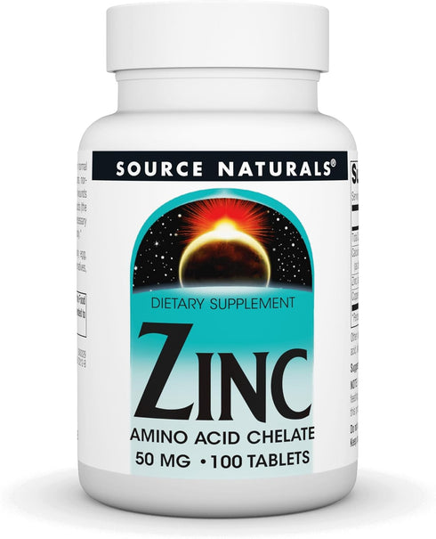 Zinc Chelate 50mg Source Naturals, Inc., 100 Tabs