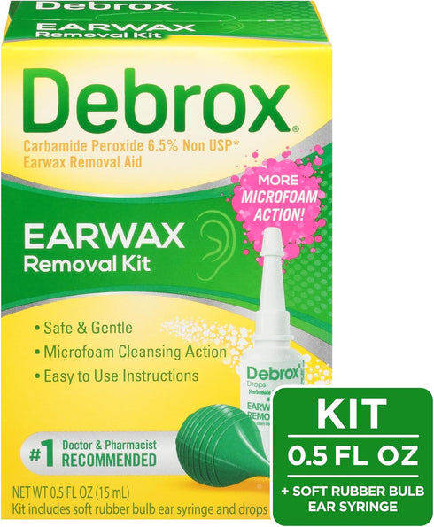 Debrox Ear Wax Removal Kit - Includes Bulb Syringe and 0.5 Fl Oz Removal Drops for Cleaning Ears