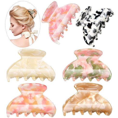 WILLBOND 6 Pieces Medium Hair Claw Clips for Thin Hair, 2.6 Inch Tortoise Shell Clip, Banana Jaw Hairpin, French Style