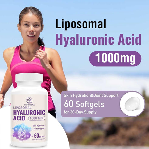 Liposomal Hyaluronic Acid Capsules - 1000mg Hyaluronic Acid Supplements for Skin Hydration and Joint Lubrication, 120