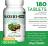 Kosher Vitamin D3 2000IU - 180 Tablets - Highly Absorbable for Immune Response & Bone Health
