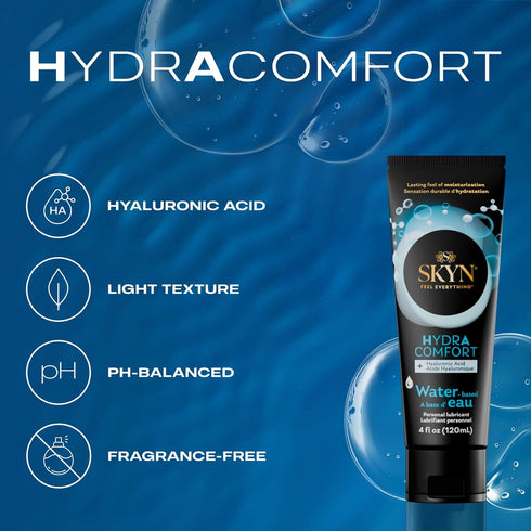 SKYN HydrAcomfort Water Based Lube - Personal Lubricant - pH Balanced for Women, Safe with Latex and Latex-Free Condoms