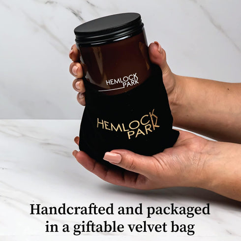 Hemlock 60 8 oz Park Teakwood Apothecary Hand-Poured Scented Candle | Crackling Wood Wick, Botanical Fragrance