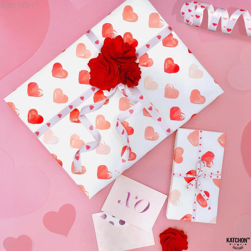 KatchOn Red Valentines Day Ribbon, 100 Yards, Heart Ribbon for Crafts, Decorations, Gift Wrapping