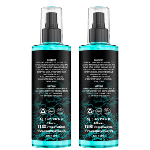 Viking Revolution Sea Salt Spray for Hair Men, Texturizing Spray with Kelp & Aloe Vera, 2 Pack Beach Hair Spray