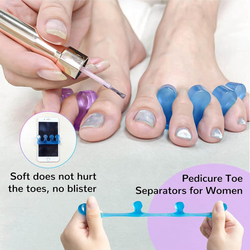 SUNFATT Toe Separators for Women, Soft Gel Pedicure Toe Spacers, Easy Finger and Toenail Polish Grooming Kit.