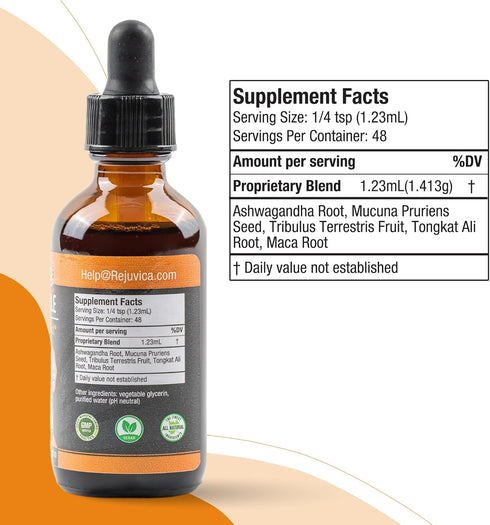 Rejuvica Health Activated Male - Advanced Male Libido Support Tincture with Ashwagandha, Mucuna, Tongkat Ali