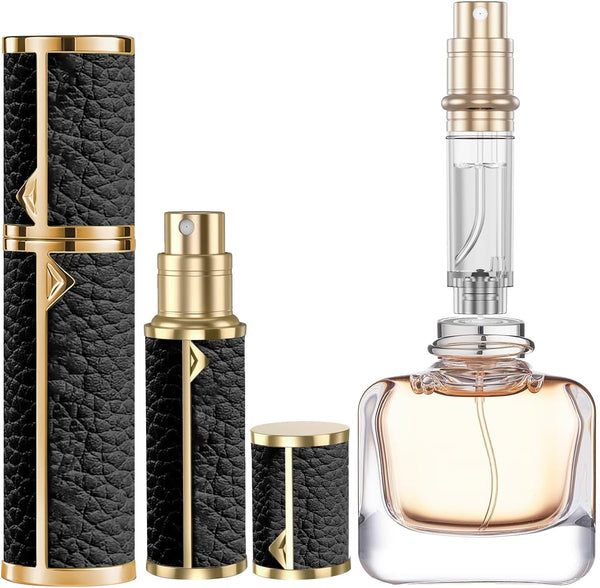 5ml Mini Portable Refillable Perfume Spray Bottle - Genuine Leather Shell, Great for Travel