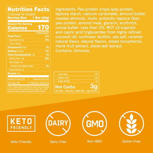 Bulletproof Salted Caramel Protein Crisp Bars, 12pk, High Protein & Low Sugar