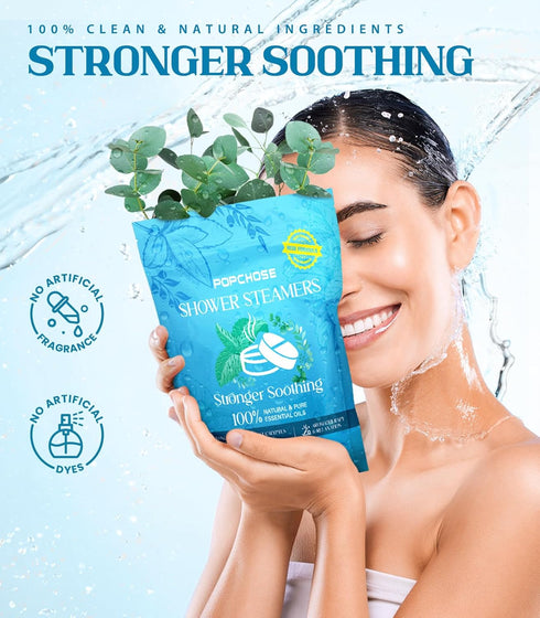 POPCHOSE Shower Steamers Aromatherapy - 16 Pack Eucalyptus Mint Shower Tablets Stress Relaxation Self-Care Shower Bombs with Essential Oils, Quick Relief Nasal Congestion Gifts for Women & Men