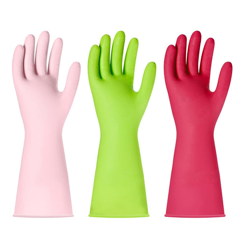 BOOMJOY Heavy Duty Nitrile Cleaning Gloves, Reusable Large Gloves for Kitchen, Bathroom, Gardening, Working, Pet Care -