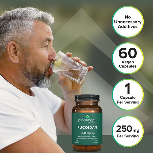 Fucoidan Gut Health & Immune Support Supplement – 250mg, 60 Count - Premium Brown Seaweed Extract for Immune System &