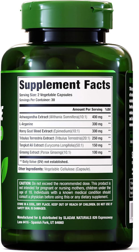 Testosterone Booster Supplement for Men - Male Enhancing Test Boost with Ashwagandha, L-Arginine, Tongkat Ali, Tribulus