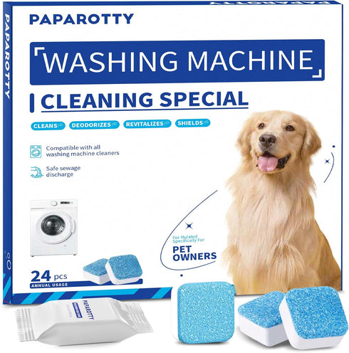 PAPAROTTY Washing Machine Cleaner Tablets - 24 Pack (12 Month Supply) | HE