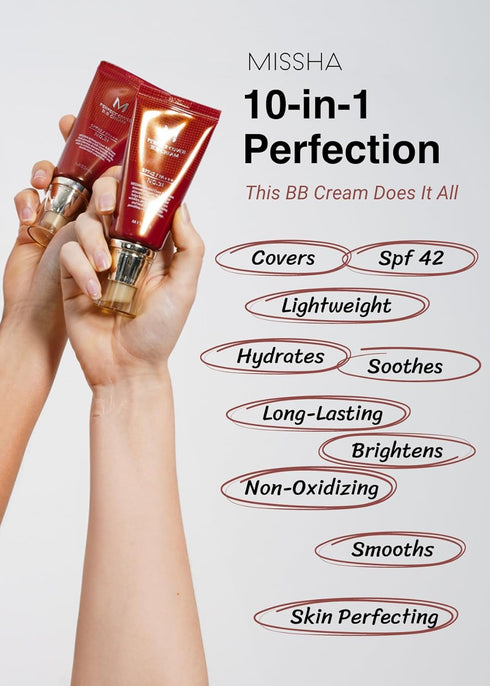 MISSHA M Perfect BB Cream No.21 Light Beige, SPF 42 PA +++, 1.69 Fl Oz