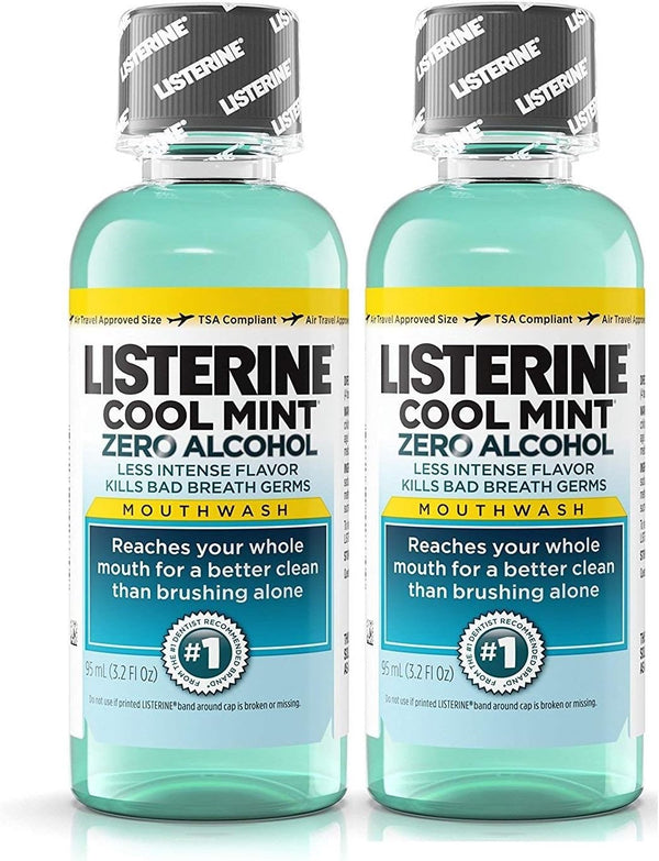 VOZRO Listerine Cool Mint Zero Alcohol Mouthwash, Travel Size 3.2 Ounces (95ml) -