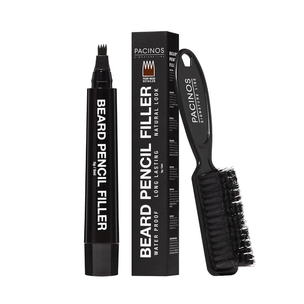 Pacinos Beard Pencil Filler - Waterproof, Long Lasting Coverage & Natural Finish for Beard, Moustache, Eyebrows - Dark