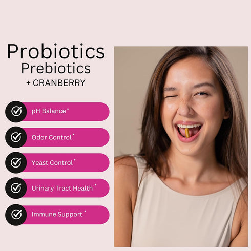 Immune 60 Healthy Babe Vaginal Probiotics for Women + Prebiotics & Cranberry Pills, pH Balance, Healthy Odor, Yeast