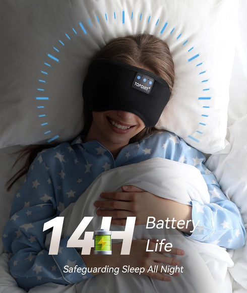 TOPOINT Sleep Mask with Headphones, Bluetooth 5.2 Wireless Eye Mask for Sleeping, Travel, Meditation for Men, Women