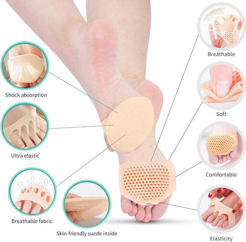 Forefoot Metatarsal Pads for Women and Men,Soulful Solutions Ball of Foot Cushion Pads for Mortons Neuroma Callus Metatarsal Foot Pain Relief