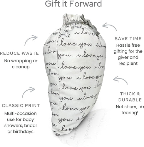 Gather & Knot Drawstring Gift Bags, 20" Large & 12" Small, Premium Canvas Reusable Fabric Wrap for Celebrations