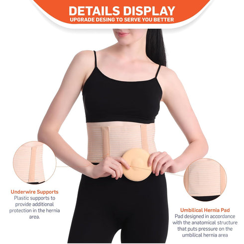 Abdominal Support Belt for Men & Women, Recovery Binder, Compression Belt, Secure Fit, M