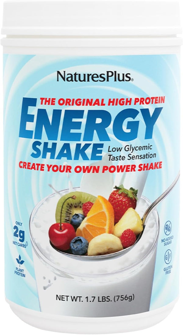 Natures Plus Energy Shake, 1.7 lb, 16 Grams Plant-Based Protein, Non-GMO, Vegetarian, Gluten Free