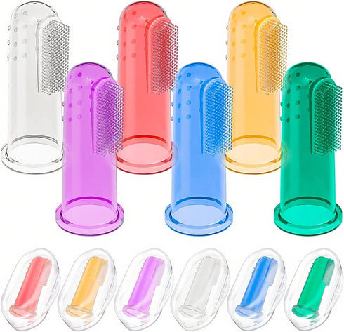 Baby Toothbrush Set, 6 Pcs Soft Silicone Finger Toothbrush for Newborns, 0-6 Months, 6-12 Months with Boxes