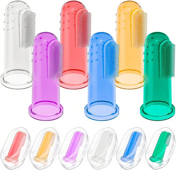 Baby Toothbrush Set, 6 Pcs Soft Silicone Finger Toothbrush for Newborns, 0-6 Months, 6-12 Months with Boxes