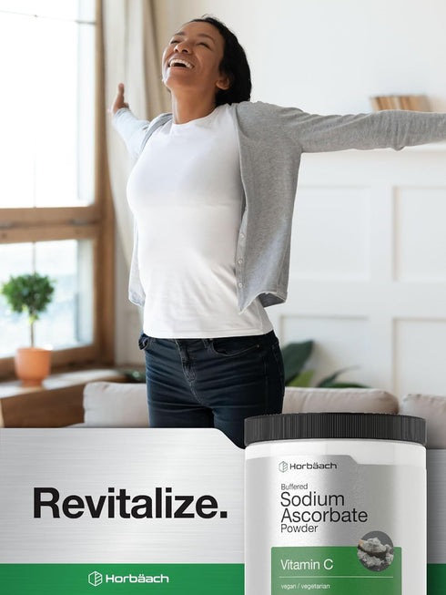 Horbaeach Buffered Sodium Ascorbate Vitamin C Powder - 16 oz Vegan, Non-GMO Supplement