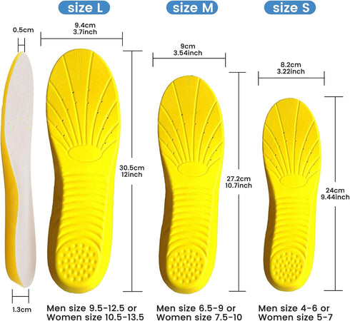 Shoe Insoles, Memory Foam for Excellent Shock Absorption and Cushioning, Comfortable for Men and Women, L