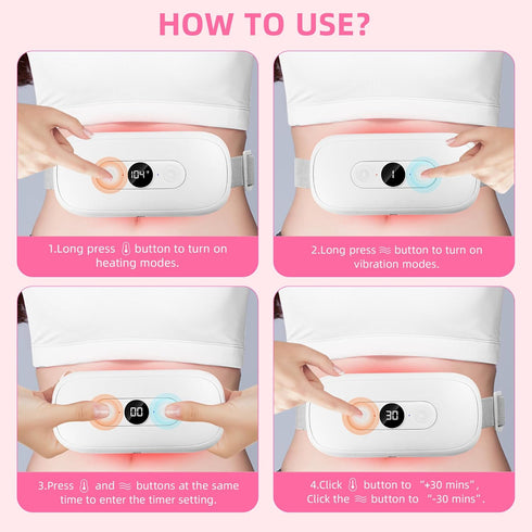 Electric Portable Heating Pad for Menstrual Cramps, 6 Heat Levels, 6 Vibration Modes, Cordless Heating Pad for Travel