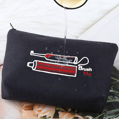 G2TUP Novelty Travel Toothbrush Holder, Brush Me Canvas Dopp Kit for Toiletries (Black Bag)