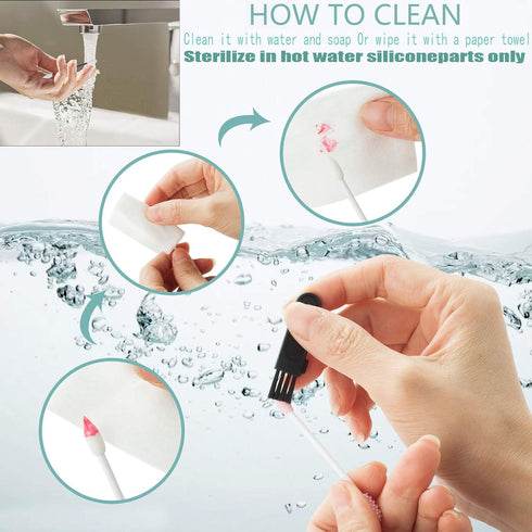 Strogem Reusable Cotton Swabs with Mirror - Makeup Application and Cleaning, Portable Washable Silicone Q-Tip (Blue)