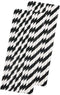 Stripe Paper Straws - Black White - 7.75 Inches - 50 Pack from Outside the Box Papers