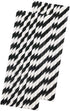 Stripe Paper Straws - Black White - 7.75 Inches - 50 Pack from Outside the Box Papers