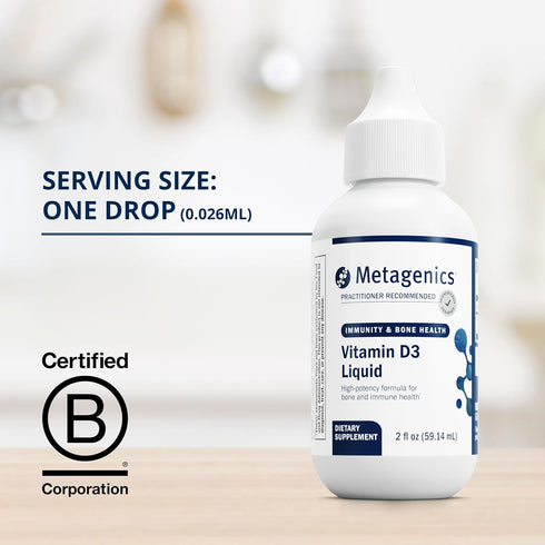 Metagenics D3 Liquid, 2 fl oz, Liquid Vitamin D3 for Bone Health & Immune Support