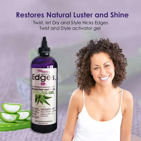 Hicks Edges Curl Activator, Definer Twist, Dry and Release Styling Gel for Vibrant Healthy Hair, 16 oz
