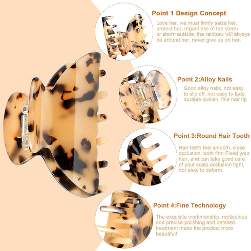 WILLBOND 6 Pieces Medium Hair Claw Clips for Thin Hair, 2.6 Inch Tortoise Shell Clip Banana Jaw Hairpin Barrettes for