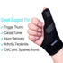 Trigger Thumb Splint - Thumb Spica Support Brace for Pain Relief, Sprains, Arthritis, Tendonitis (Black)