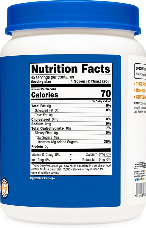 Nutricost Dextrose Powder 2 LBS - Non-GMO, Gluten Free