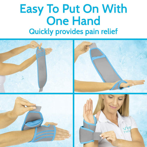 Arctic Flex Wrist Ice Pack Wrap, Refreezable Gel Compression Support for Injuries, Reusable for Pain Therapy