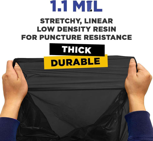 13 Gallon Trash Bags, 50 Pack, Heavy Duty Black Kitchen Bags, Fits 12-16 Gallon Trash Cans