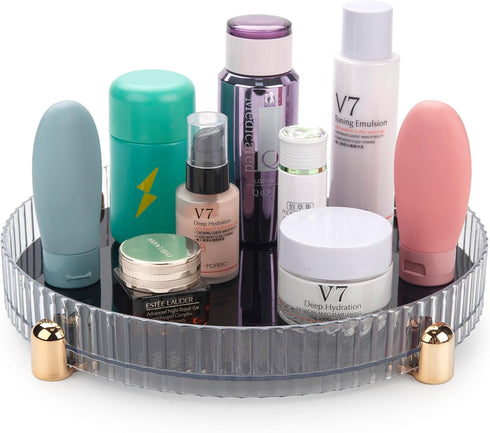 Makeup Perfume Organizer, 360° Rotating Skincare Organizer, Vanity Tray, Spinning Cosmetics Organizer for Dresser, Vanity, Bathroom Countertop, Clear by CESTATIVO