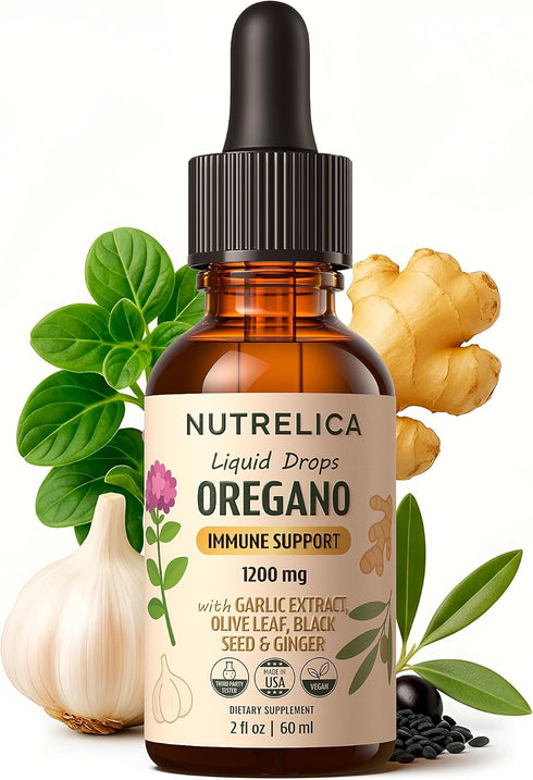 Oregano Oil with Garlic Extract, Olive Leaf, Black Seed Oil & Ginger